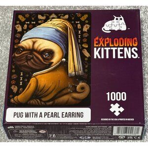 Pug With A Pearl Earring 1000 pc Jigsaw Puzzle 20" X 29" Exploding Kittens
